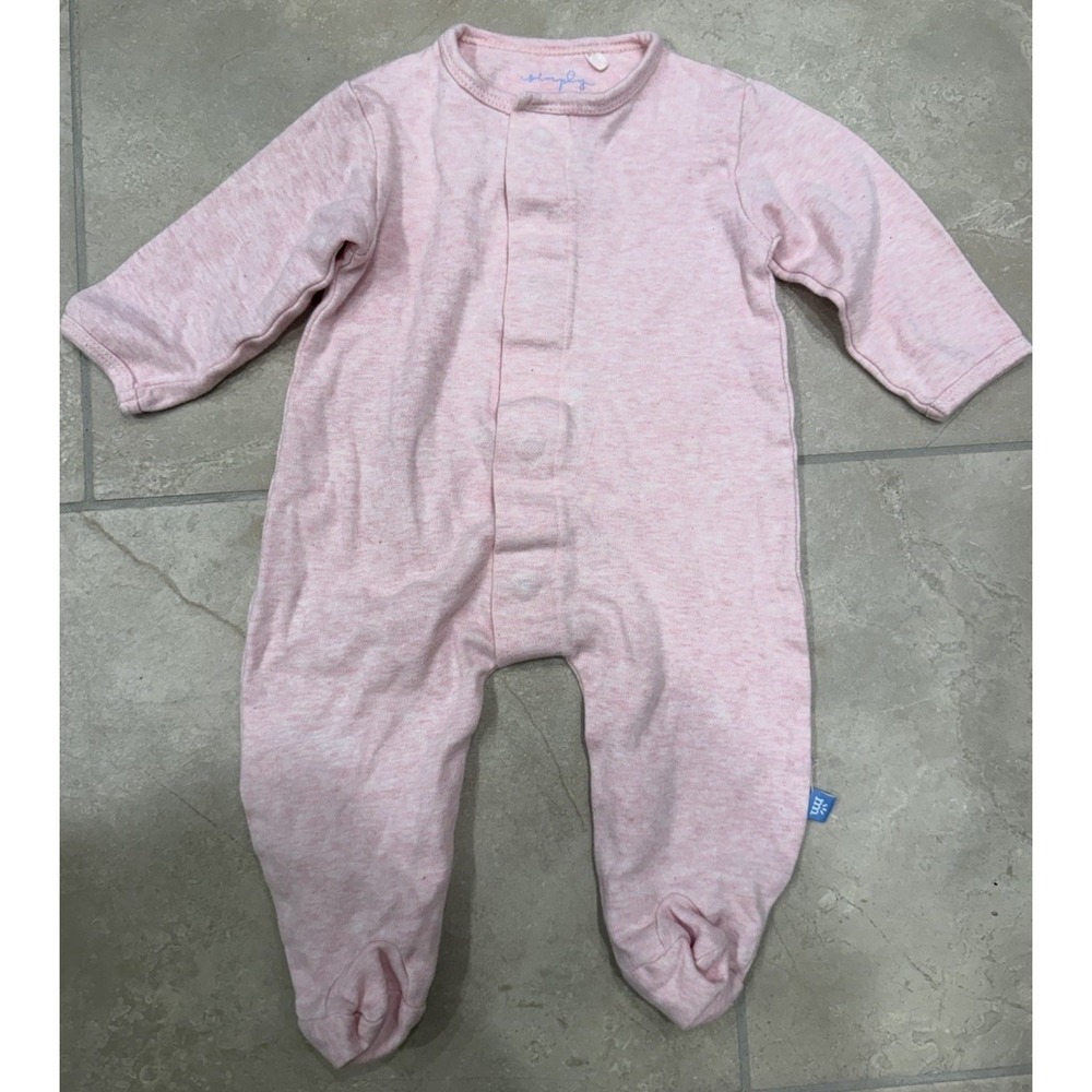 Simply Magnetic Me Sleeper Light Pink 3-6mo   100% Organic Cotton EUC